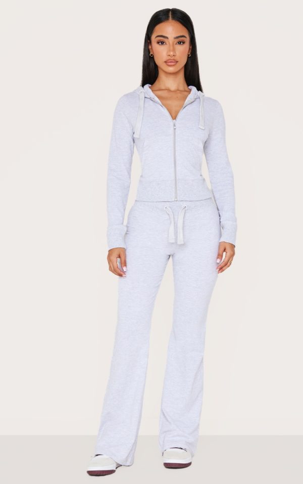 Petite Grey Marl Low Rise Skinny Flare Pants