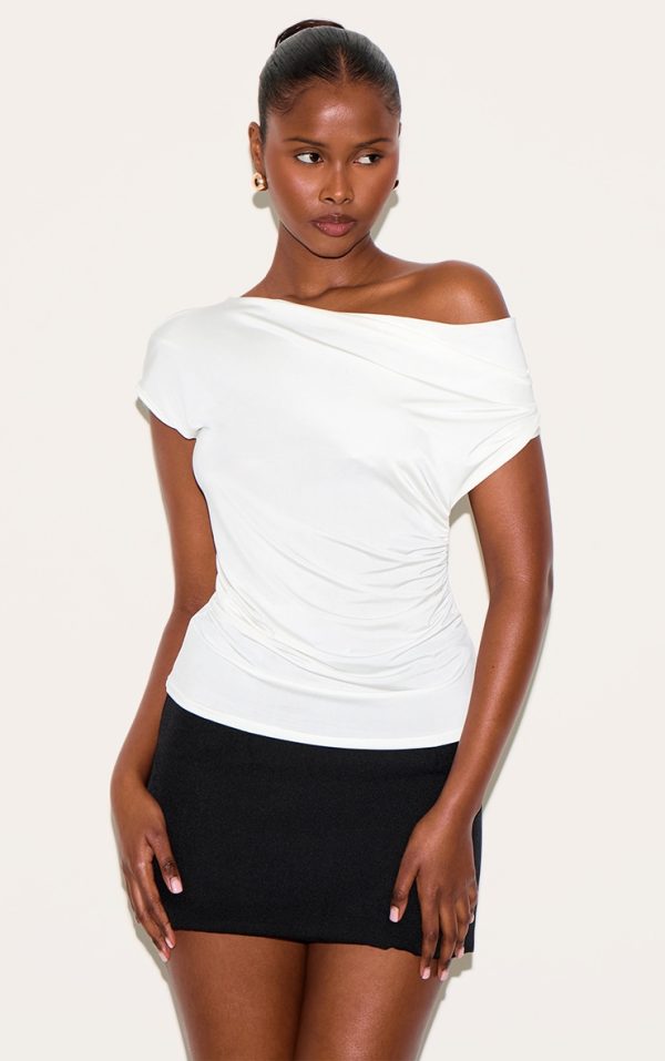 White Slinky Backless Asymmetric Long Top