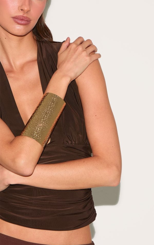 Gold Texture Cuff Bracelet