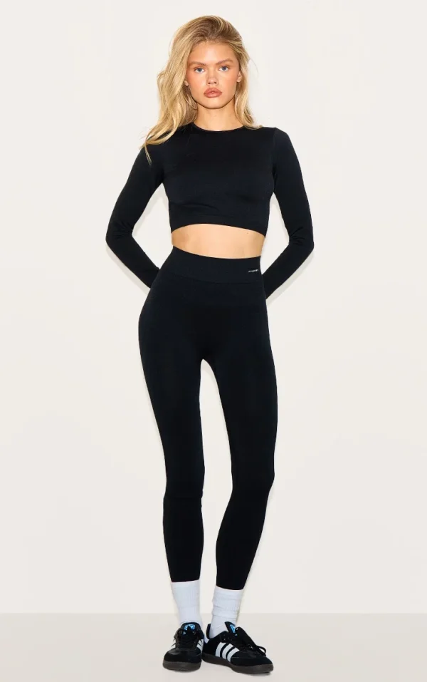 Black Seamless Rib Gym Leggings