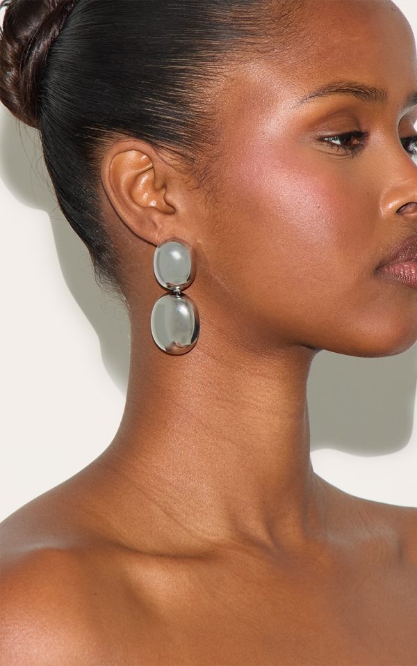 Silver Pebble Statement Earrings
