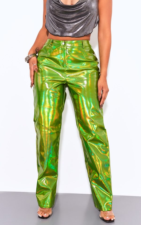 Shape Green Metallic Straight Leg Pants