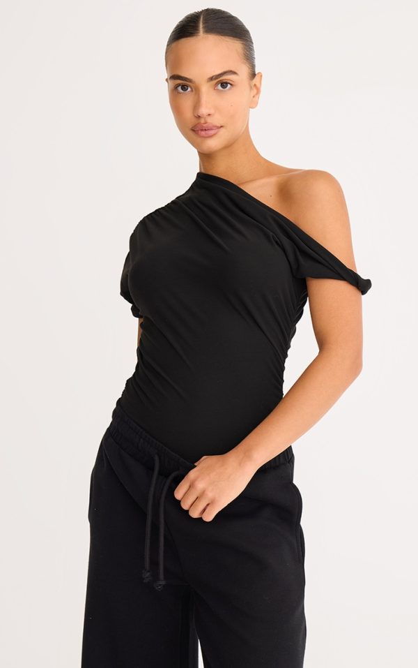 Black Soft Touch Twist Detail Bodysuit