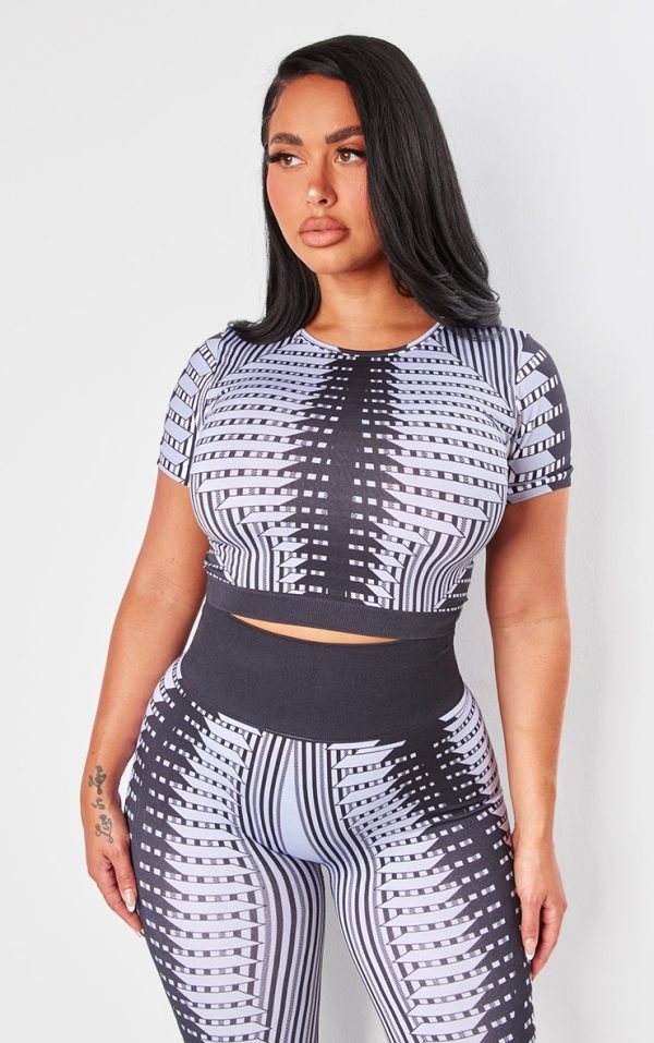 Shape Black Seamless Printed Cropped T Shirt
