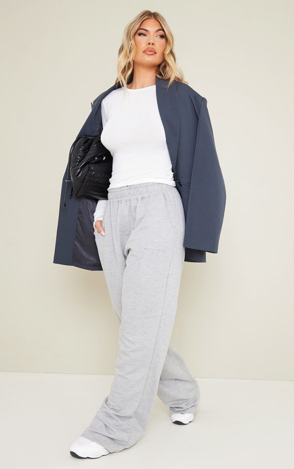 PLT Grey Marl Embroidered Wide Leg Sweatpants