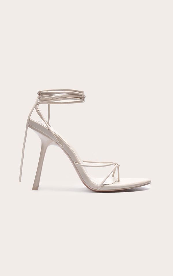 PLT Label Stone Strappy Tie Thong Heels