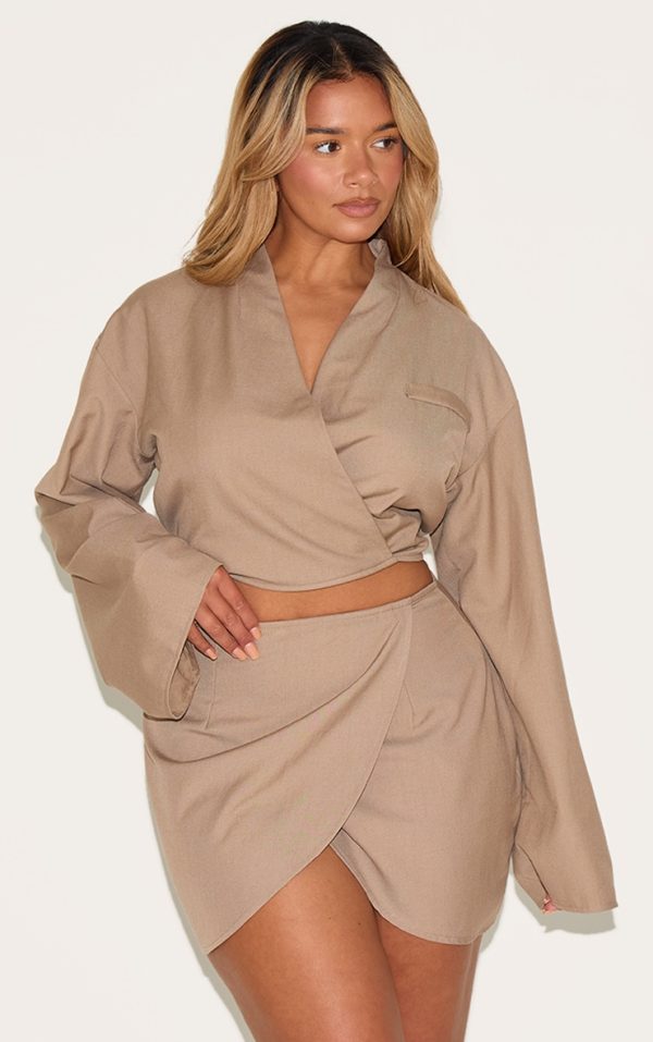 Shape Mocha Tailoring Wrap Over Mini Skirt