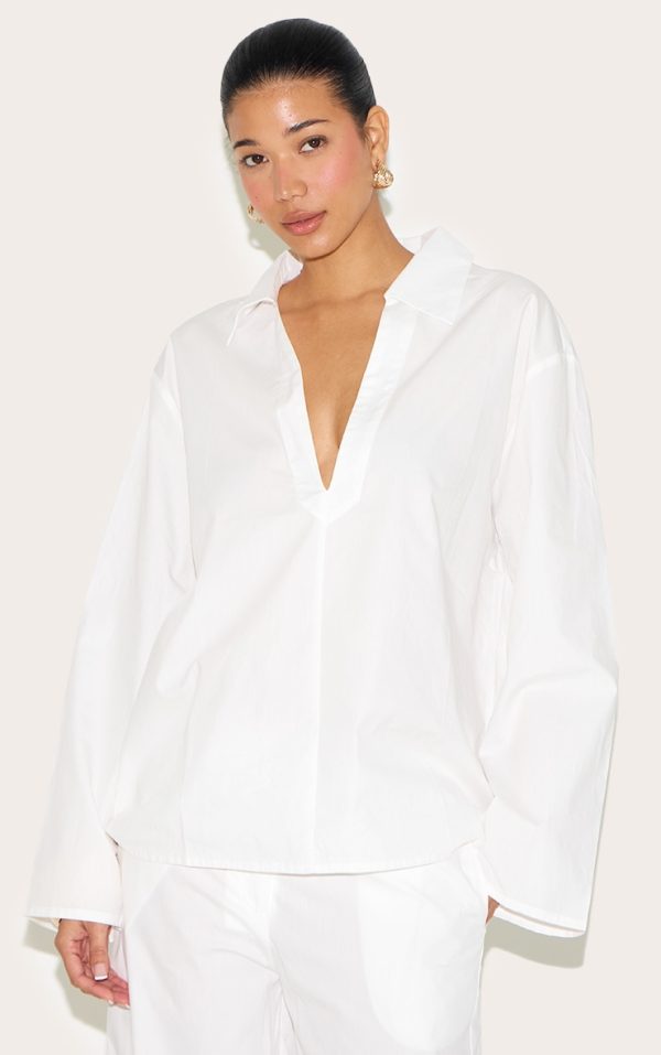 White Cotton Poplin Oversized Shirt