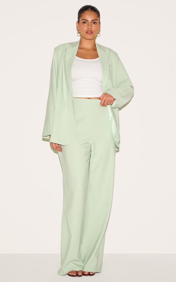 Plus Sage Tailored Wide Leg Pant