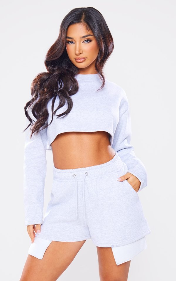 Petite Ash Grey Cropped Sweater