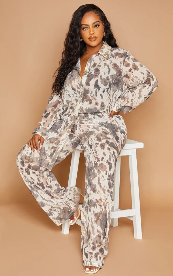 Plus Brown Cow Print Beach Flares