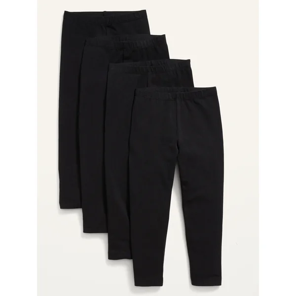 4-Pack Full-Length Jersey Leggings for Toddler Girls - Black Jack