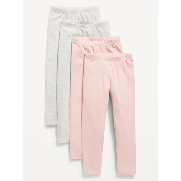 4-Pack Full-Length Jersey Leggings for Toddler Girls - Heather Gray