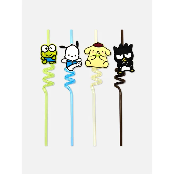 4-Pack Hello Kitty and Friends Curey Straws - Multi