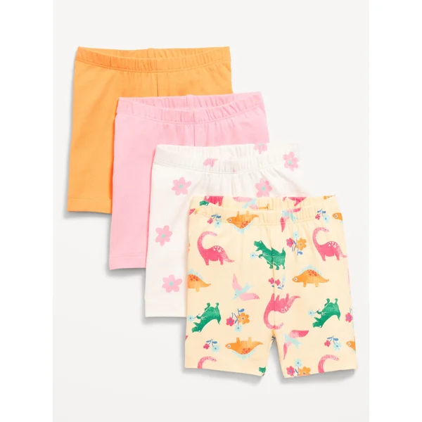 4-Pack Jersey-Knit Biker Shorts for Toddler Girls - Pink Daisy