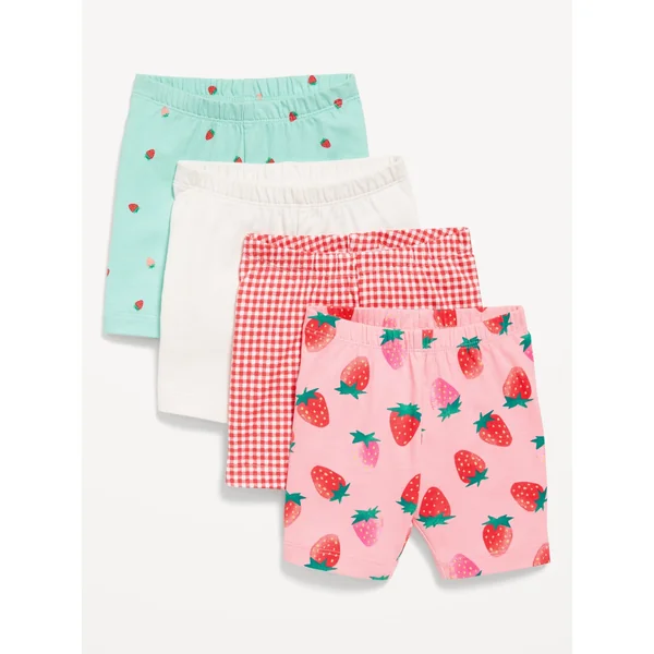 4-Pack Jersey-Knit Biker Shorts for Toddler Girls - Strawberry