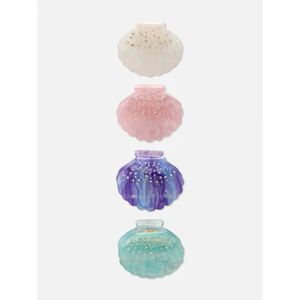 4-Pack Mini Seashell Hair Clips - Multi