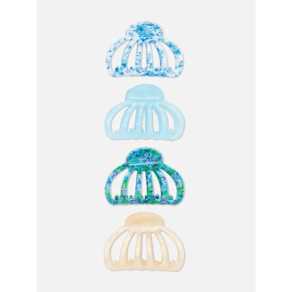 4-Pack Multi Hair Clips - Blue