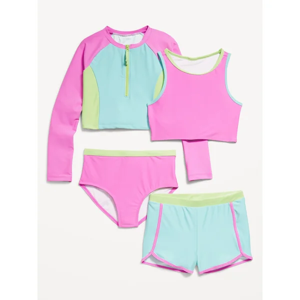 4-Piece Matching Tankini Swim Set for Girls - ROCK ROSE