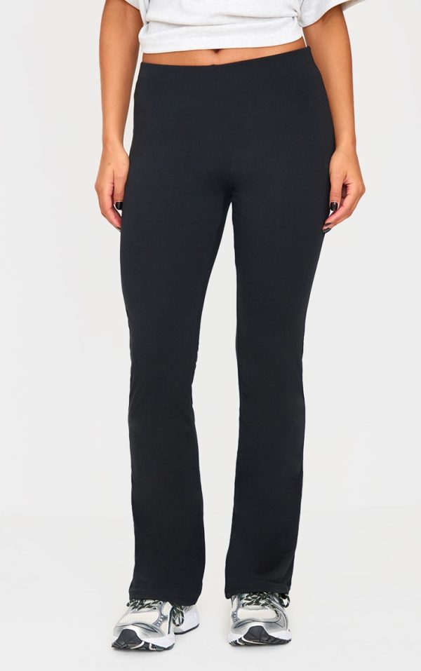 Black Double Contour Jersey Flared Pants