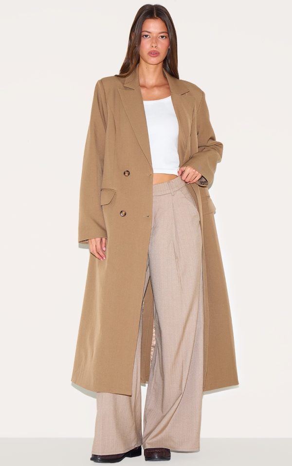 Taupe Maxi Length Duster Coat