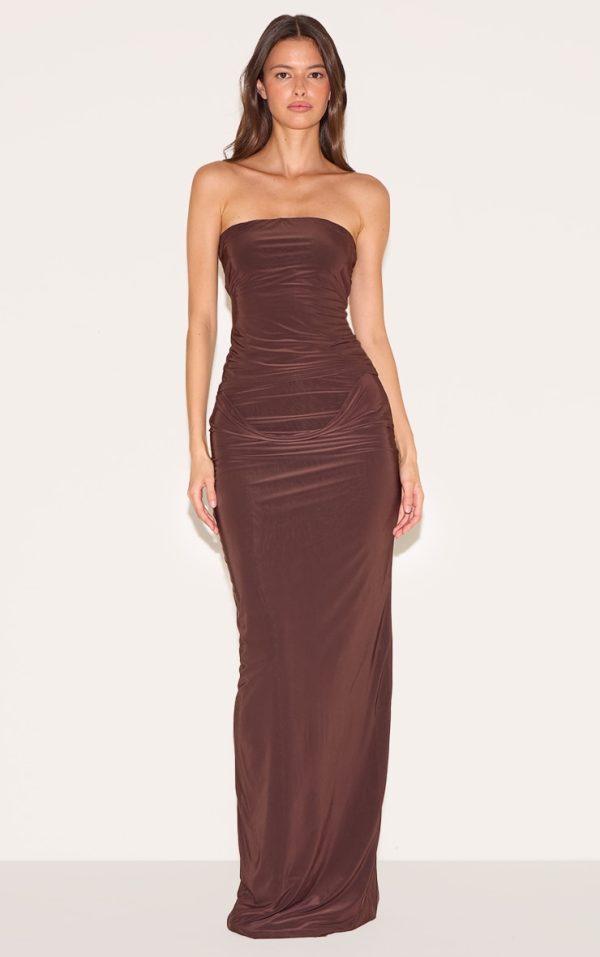 Deep Chocolate Double Layer Slinky Maxi Skirt
