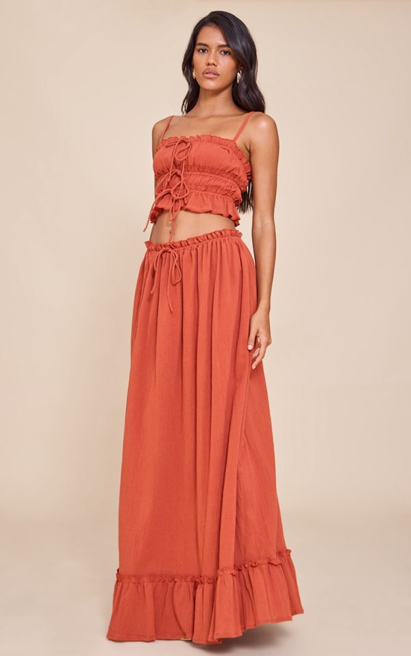 Rust Cheesecloth Maxi Skirt