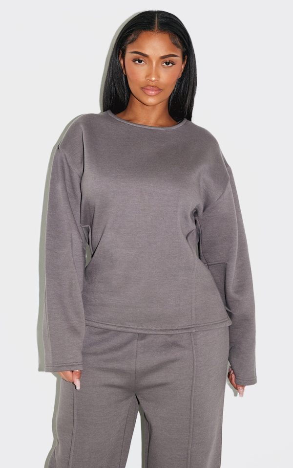 Shape Dove Grey Cinched Waist Cocoon Sleeve Sweatshirt