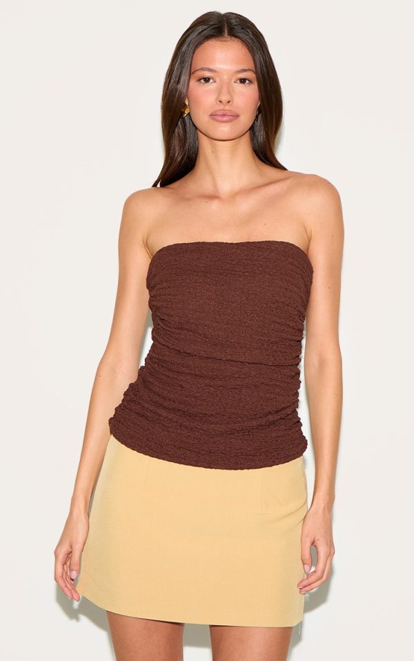 Chocolate Textured Double Layer Bandeau Top