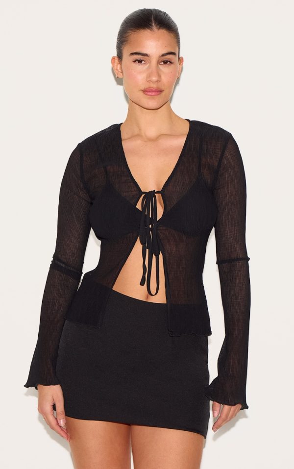 Black Plisse Blouse