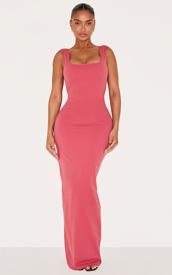 Shape Rose Built In Bra Sculpt Square Neck Maxi Dress