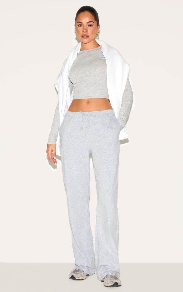 Ash Grey Cotton Jersey Wide Leg Pants