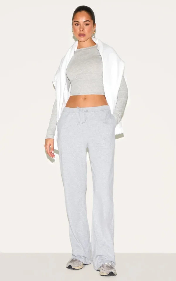 Ash Grey Cotton Jersey Wide Leg Pants