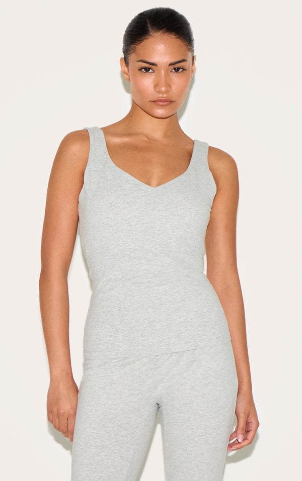 Petite Grey Marl Longline Sculpt Padded Sports Bra