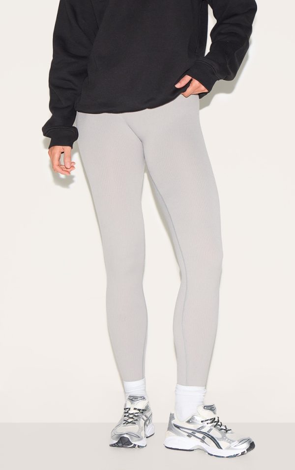 Tall Grey Structured Snatched Rib Leggings