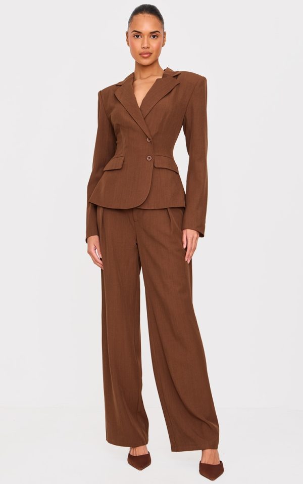 Chocolate Tailored Woven Straight Leg Pants