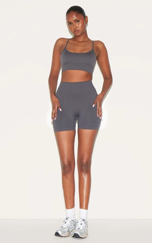 Charcoal Seamless Booty Shorts