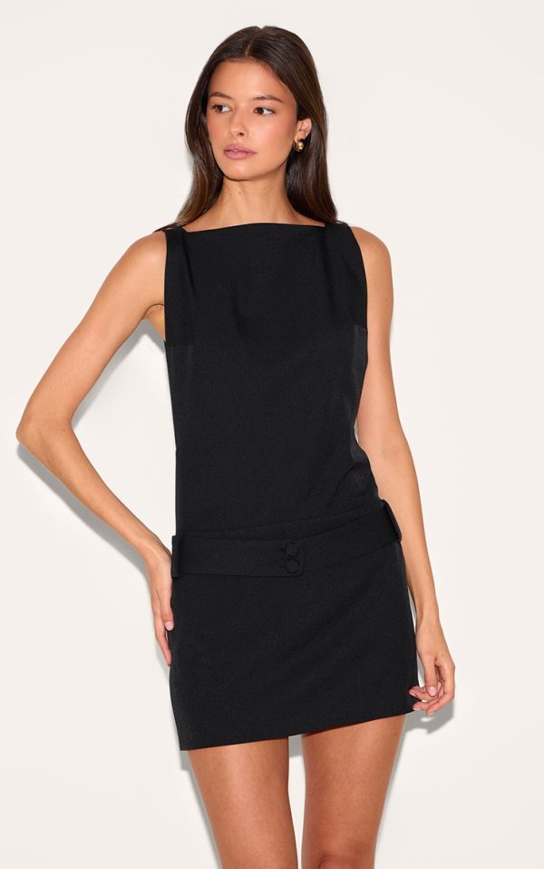 Black Belt Detail Shift Dress