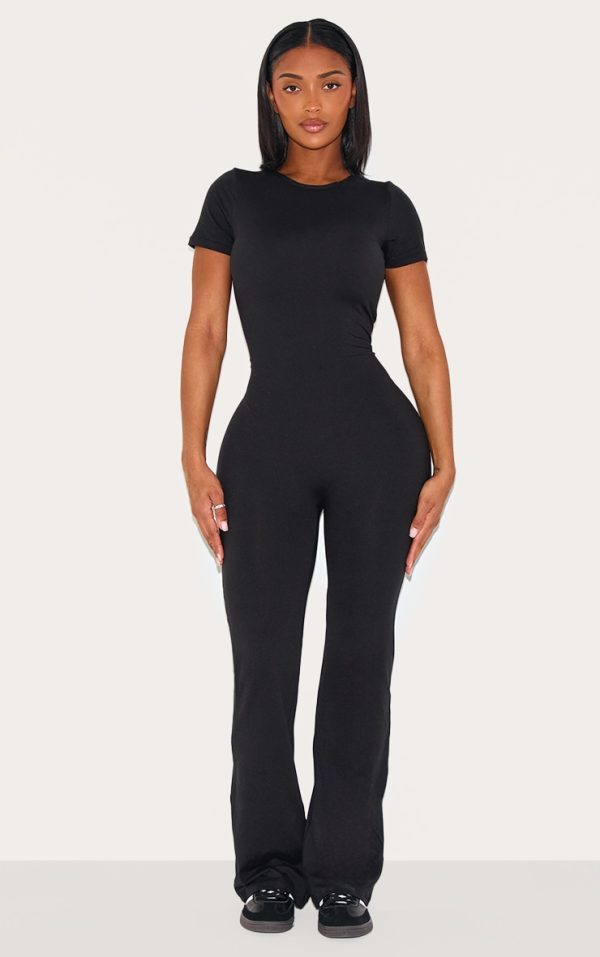 Shape Black Sculpted Short Sleeve Jumpsuit
