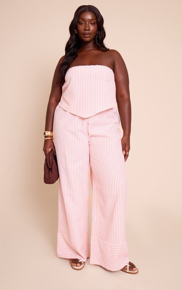 Plus Orange Mid Rise Wdie Leg Pants