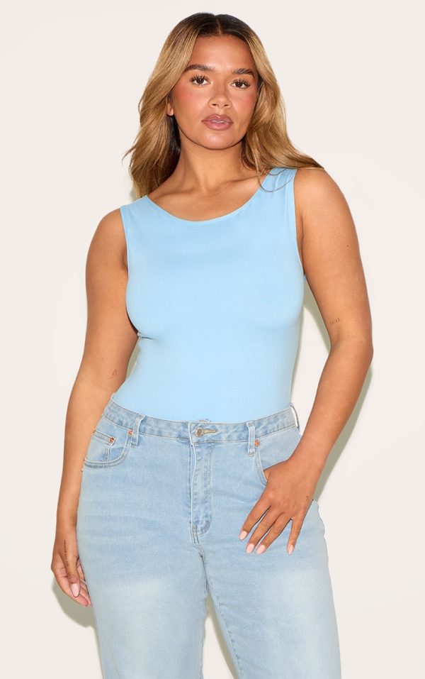 Shape Sky Blue Sculpt Boat Neck Sleevless Bodysuit