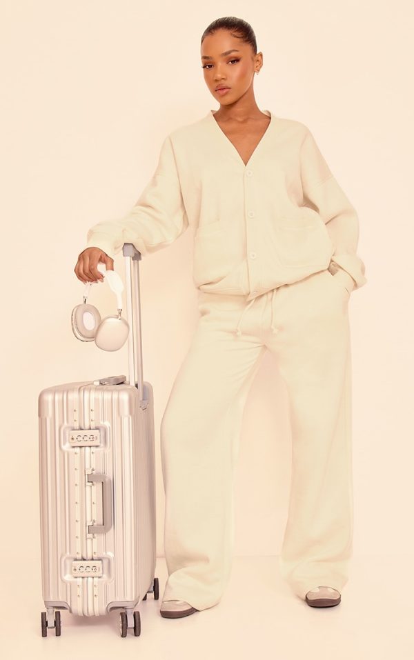 Cream Wide Leg Drawstring Sweatpants