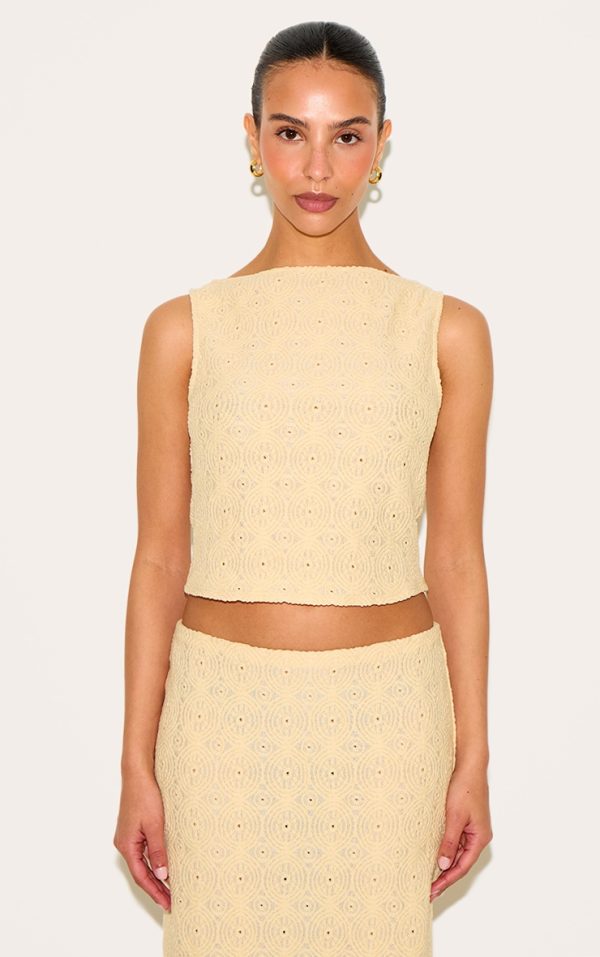 Petite Butter Cream Textured Scallop Hem Top