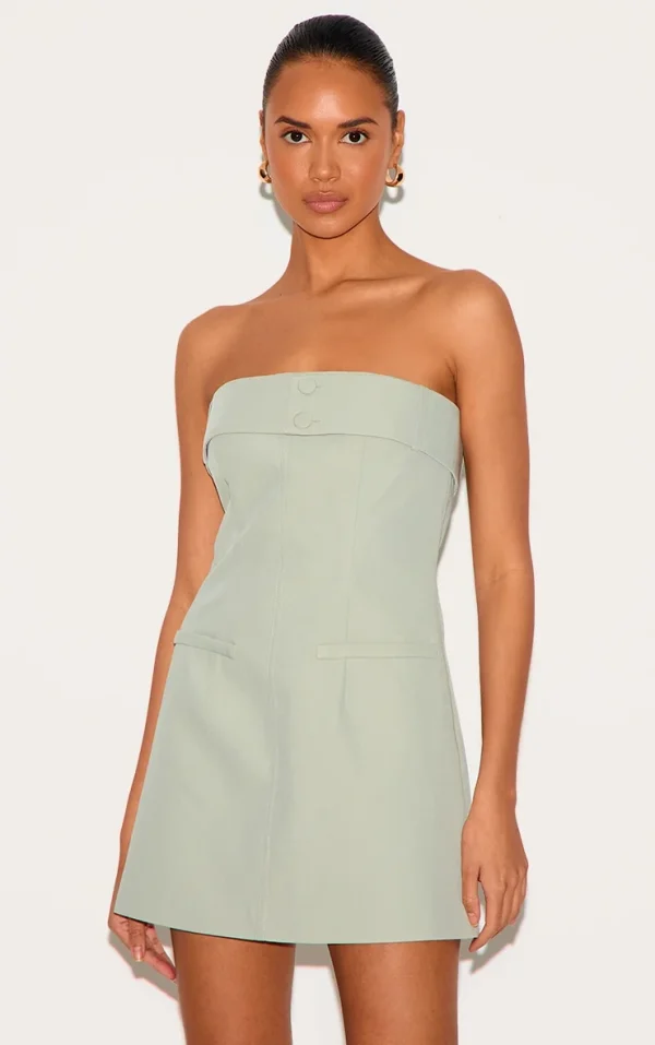 Sage Woven Belt Detail Shift Dress