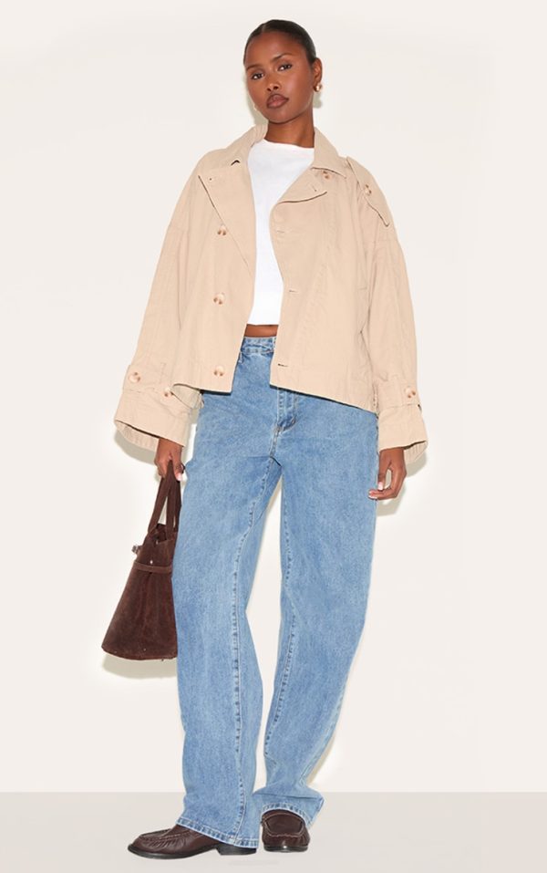 Stone Wrap Over Detail Canvas Trench Coat