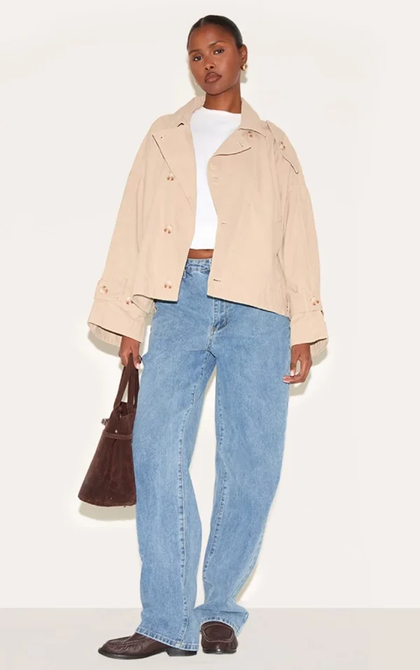 Stone Wrap Over Detail Canvas Trench Coat