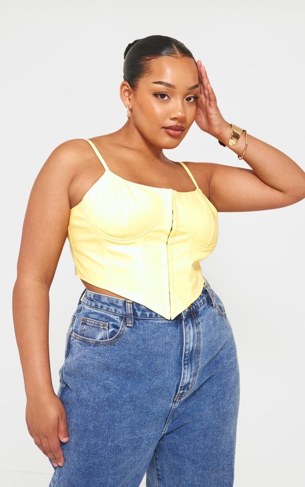 Plus Lemon Hook And Eye Seam Detail Corset Top