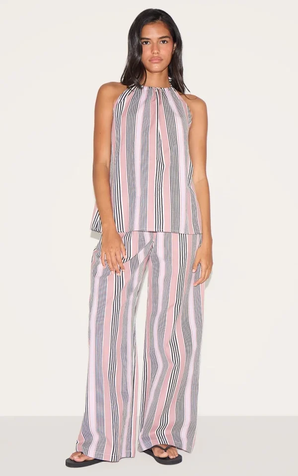 Pink Striped Slouchy Pants