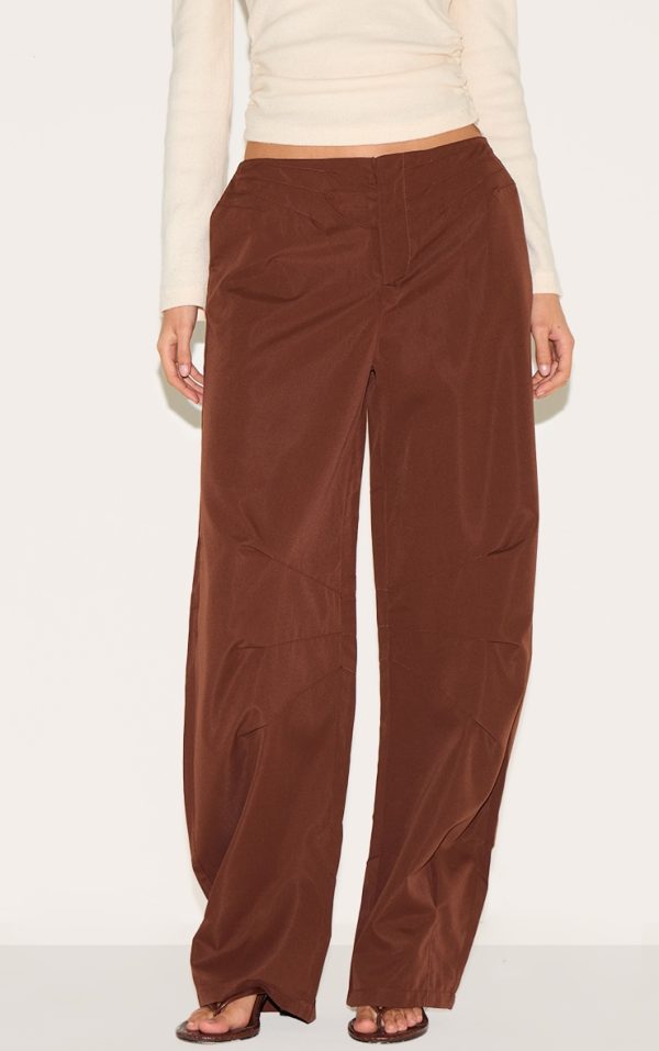 Chocolate Woven Tailored Cocoon Leg Pants