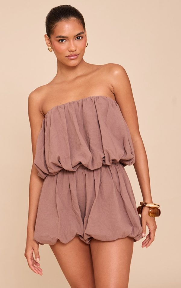 Mushroom Puffball Detail Bandeau Romper